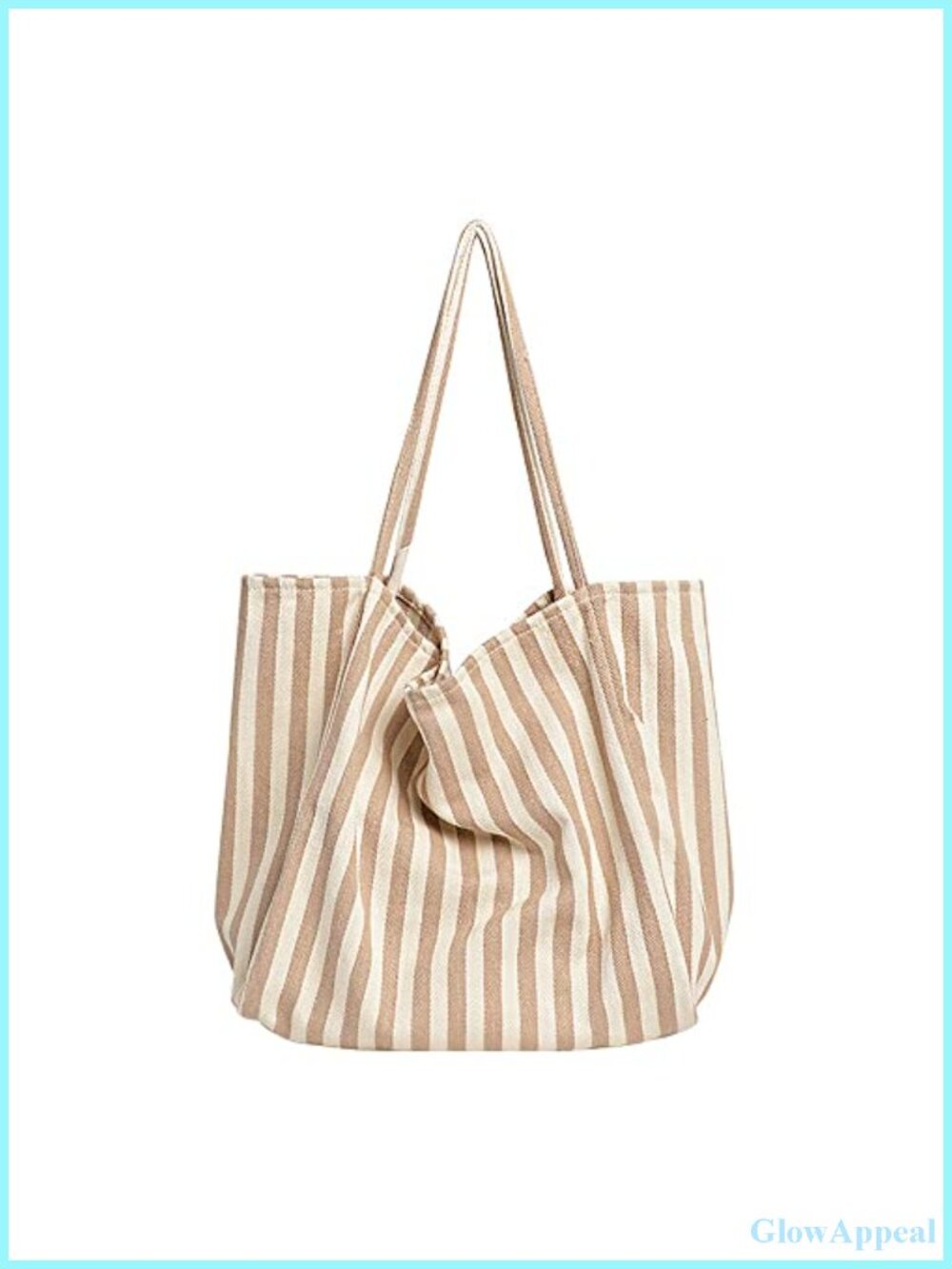Striped Canvas Tote Bag Women Shoulder Handbag Large